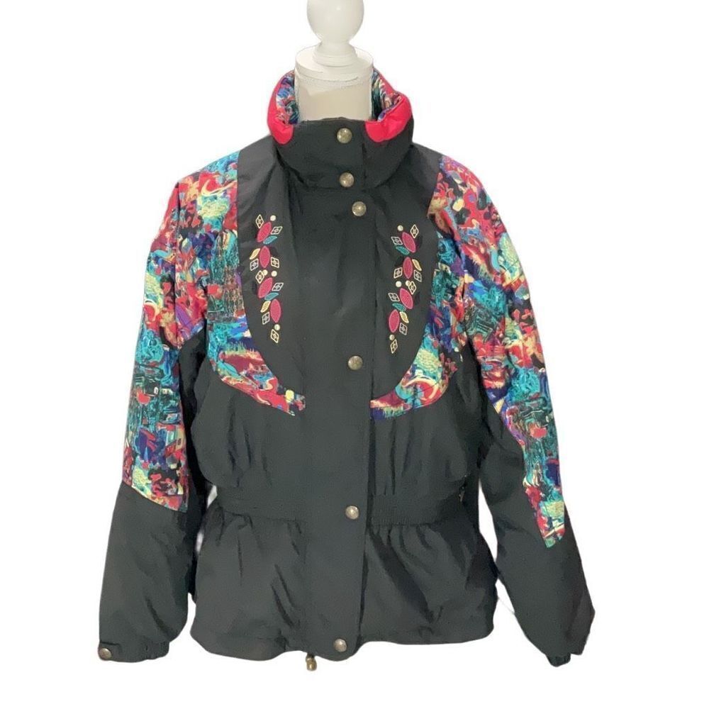 Nordica Classics Womens Vintage 1996 Insulated Full Zip Snap Ski Jacket Size Sm